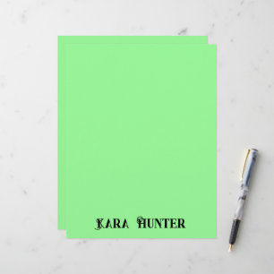 Neon Mint Colour   Modern Black Personalised Scrip Custom Letterhead