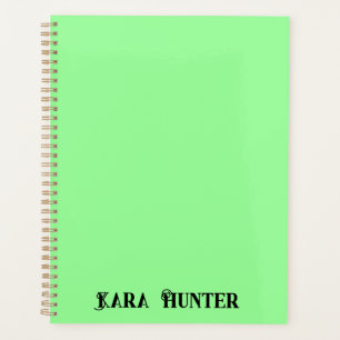 Neon Mint Colour   Modern Black Personalised Scrip Planner