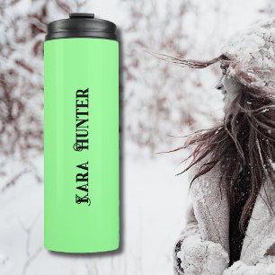 Neon Mint Colour Modern Black Personalised Scrip Thermal Tumbler