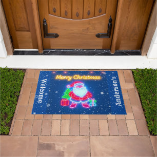 Neon Modern Christmas Holiday Collection Doormat