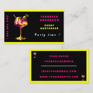 Neon Modern Party Time Personalised Professional Business Card
