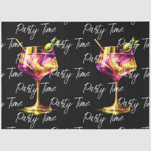 Neon Modern Party Time Personalised Tissue Paper (Front)