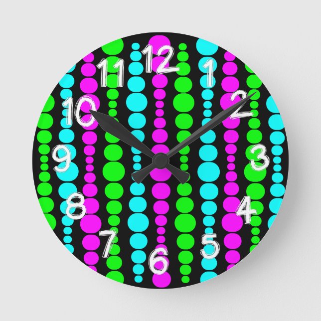 Neon Modern Rectangles  Round Clock (Front)