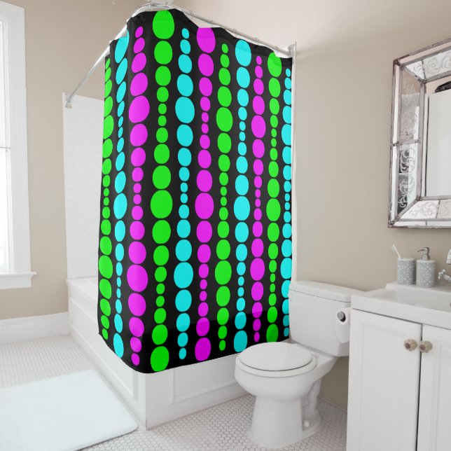Neon Modern Rectangles  Shower Curtain (In Situ)