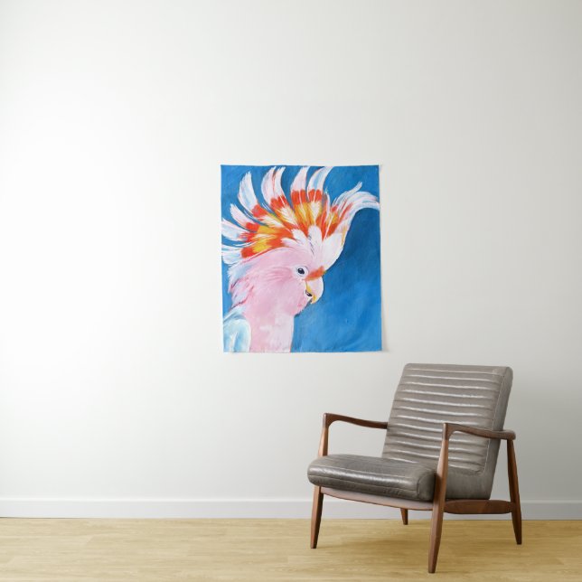 Neon Mohawk - Pink Cockatoo Tapestry (In Situ)
