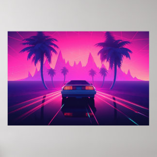 Neon Momentum: Propelling into Synthwave Dimension Poster