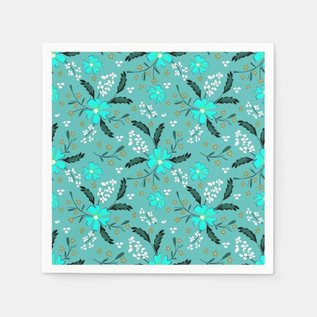 Neon monochrome floral pattern. napkin (Front)