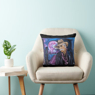 Neon Moon Painting by Alfred Fox Cushion