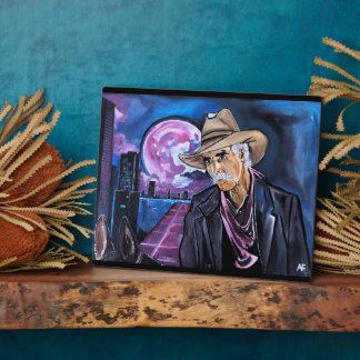 Neon Moon Painting by Alfred Fox Plaque