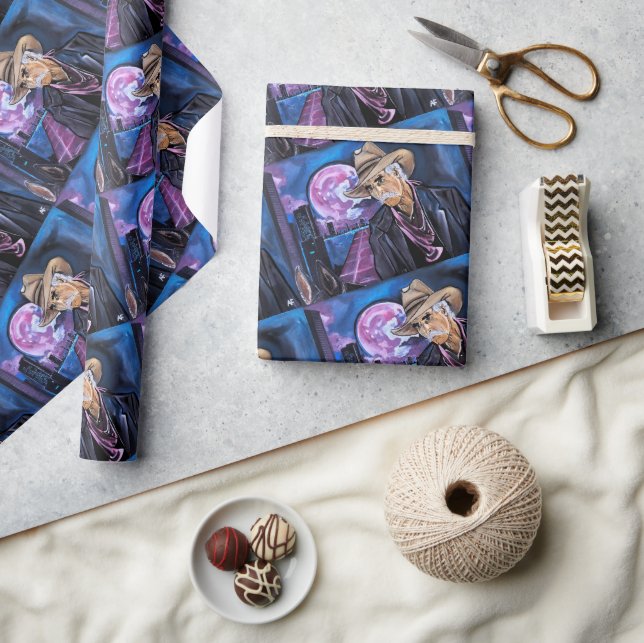 Neon Moon Painting by Alfred Fox Wrapping Paper (Crafts)