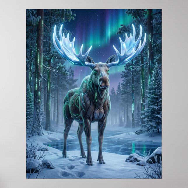 Neon Moose Boreal Grid Poster (Front)