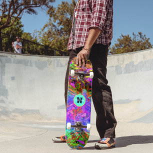 Neon Mosaic Abstract Dd Brand Personalised Skateboard