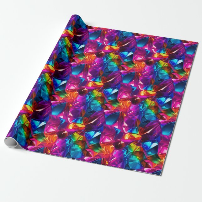 Neon Mosaic Magic Wrapping Paper (Unrolled)