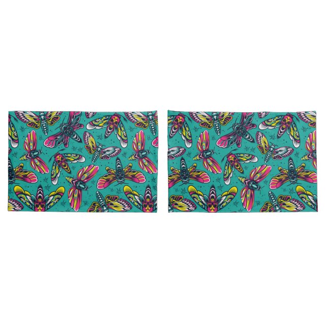 Neon Moth Pattern Pillowcase (Back-Set)
