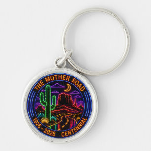 Neon Mother Road Centennial 1926-2026 Route 66 Key Ring