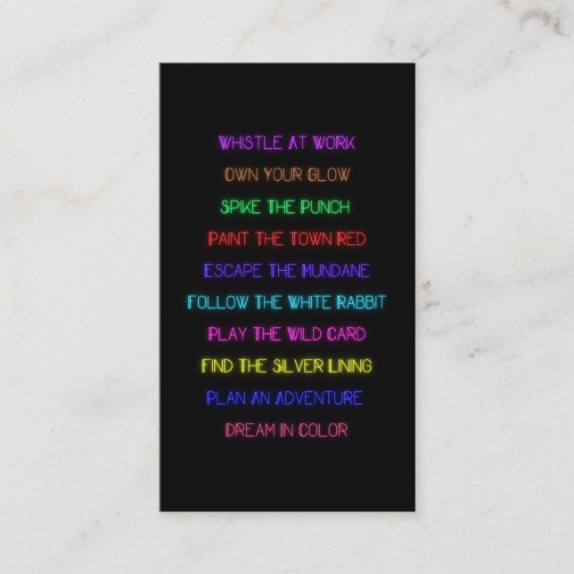 Neon Motivational Pass Along Card (Front)