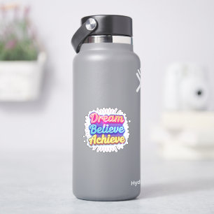Neon motivational quote 'Dream believe achieve'