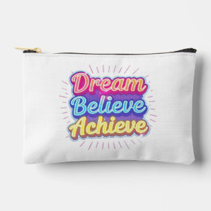 Neon motivational quote 'Dream believe achieve' Accessory Pouch