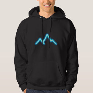 Neon Mountain Glow – Minimalist Luminous Line Art Hoodie