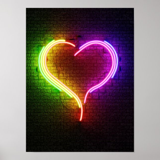 Neon Multi-Color Heart Poster (Front)