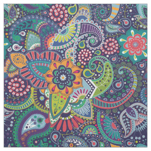 Neon Multicolor floral Paisley pattern Fabric