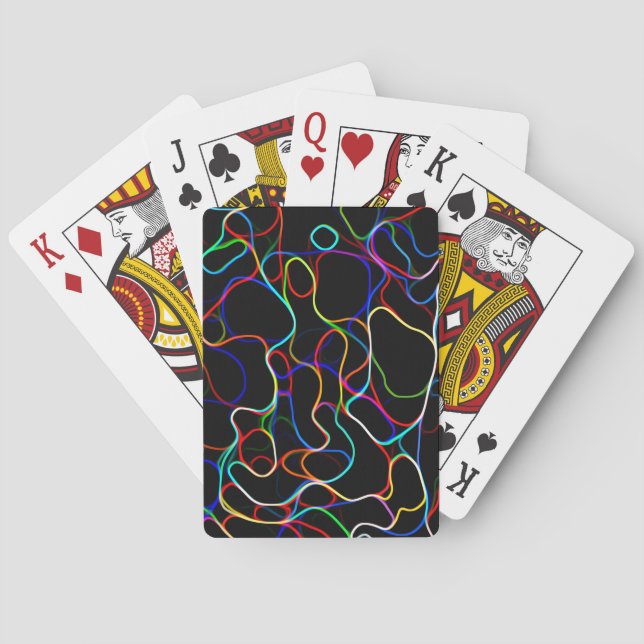 Neon Multicolor Lines Playing Cards (Back)