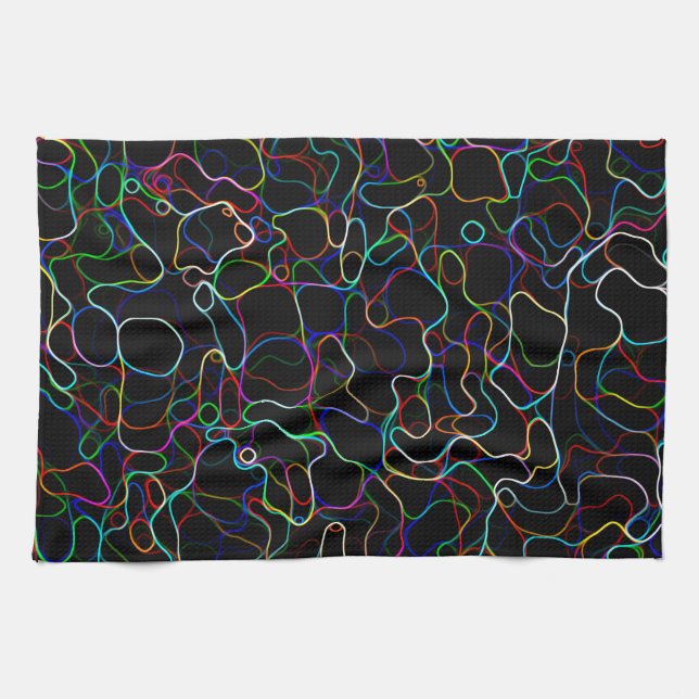Neon Multicolor Lines Tea Towel (Horizontal)
