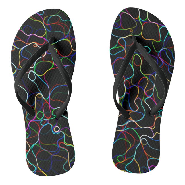 Neon Multicolor Lines Thongs (Footbed)