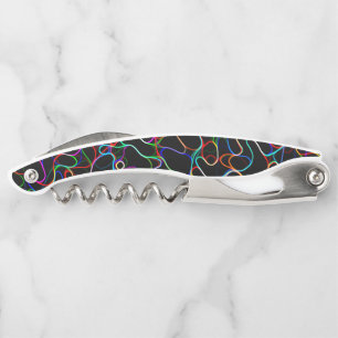 Neon Multicolored Curvy Line Pattern -COOL Corkscrew