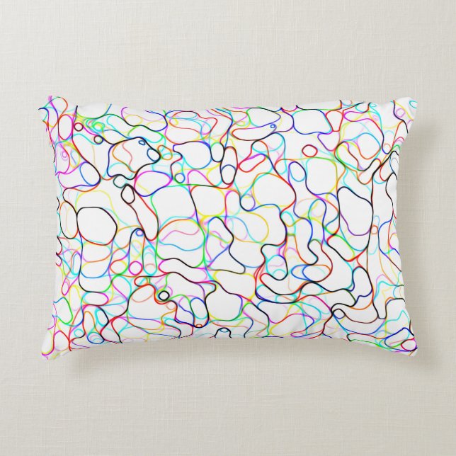 Neon Multicolored Curvy Line Pattern -COOL Decorative Cushion (Front)