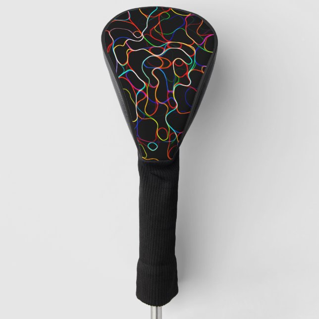 Neon Multicolored Curvy Line Pattern -COOL Golf Head Cover (Front)