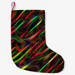 Neon Multicolored Curvy Line Pattern -COOL Small Christmas Stocking