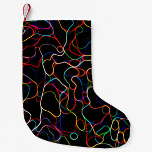 Neon Multicolored Curvy Line Pattern -COOL Small Christmas Stocking