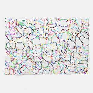 Neon Multicolored Curvy Line Pattern -COOL Tea Towel