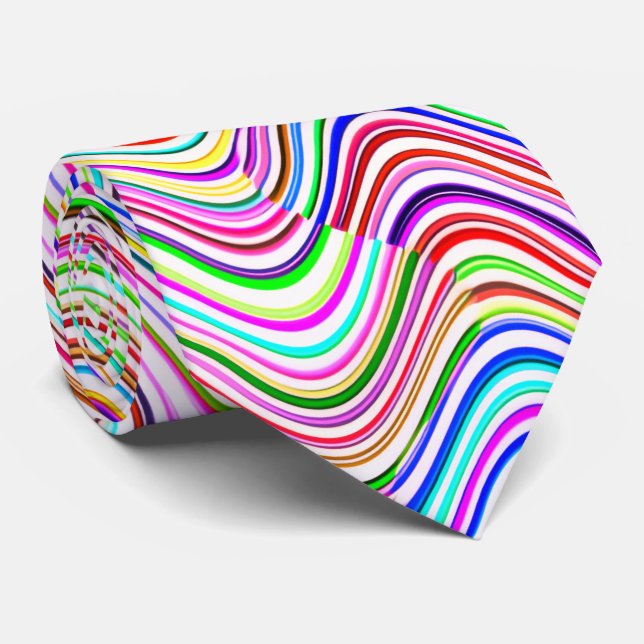 Neon Multicolored Curvy Line Pattern -COOL Tie (Rolled)