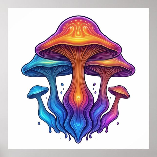 Neon Mushroom Glow" Poster (Front)