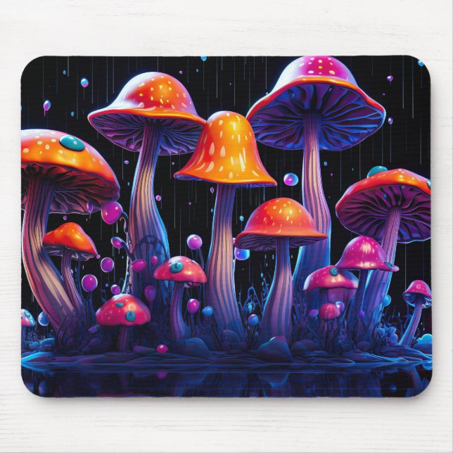  Neon mushroom in psychedelic style Mouse Pad (Front)
