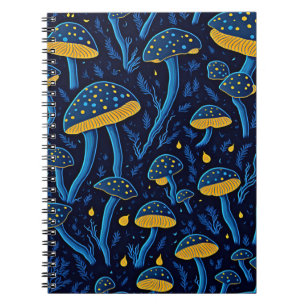Neon Mushrooms Retro Notebook