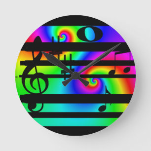 neon music note and bar clock