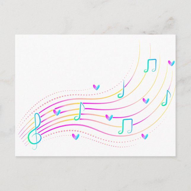 Neon musical note wave clipart postcard (Front)