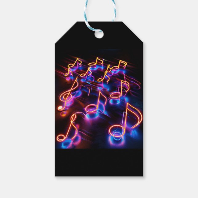 Neon musical notes gift tags (Front)
