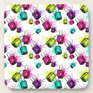 Neon Nail Polish Pattern Coaster