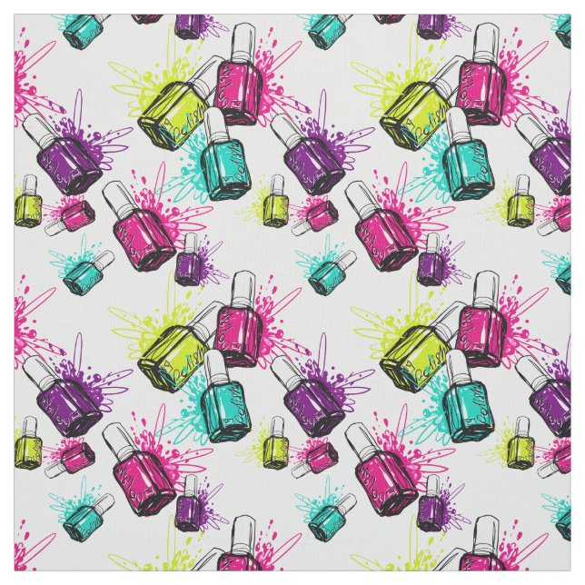Neon Nail Polish Pattern Fabric (Swatch)