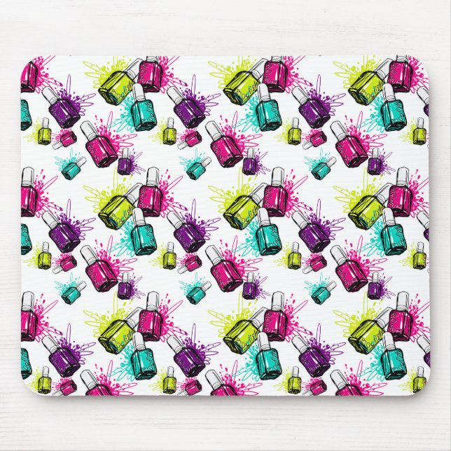 Neon Nail Polish Pattern Mouse Pad (Front)