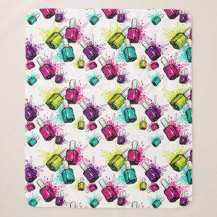 Neon Nail Polish Pattern Sherpa Blanket