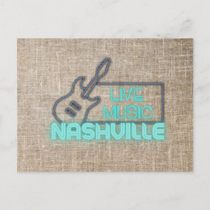 Neon Nashville Live Music Design Postcard