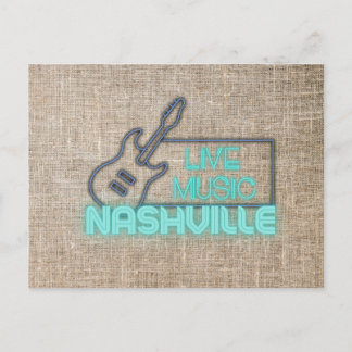 Neon Nashville Live Music Design Postcard