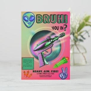 Neon Nerf Battle Dart Gun Game Birthday Boy Invitation