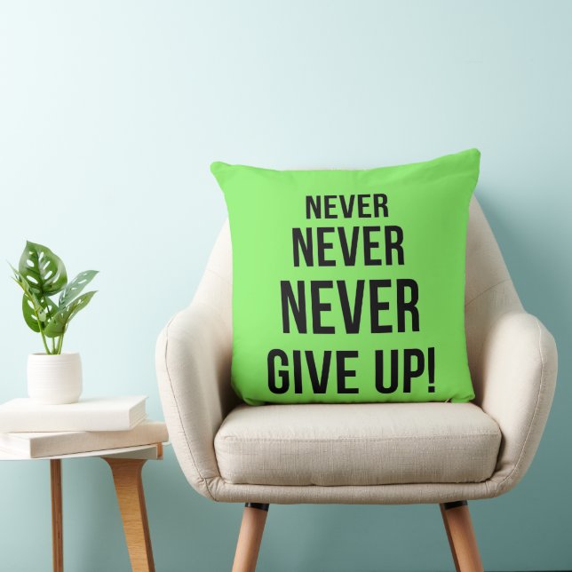 Neon Never Give Up Winston Churchill Motivational  Cushion (Chair)