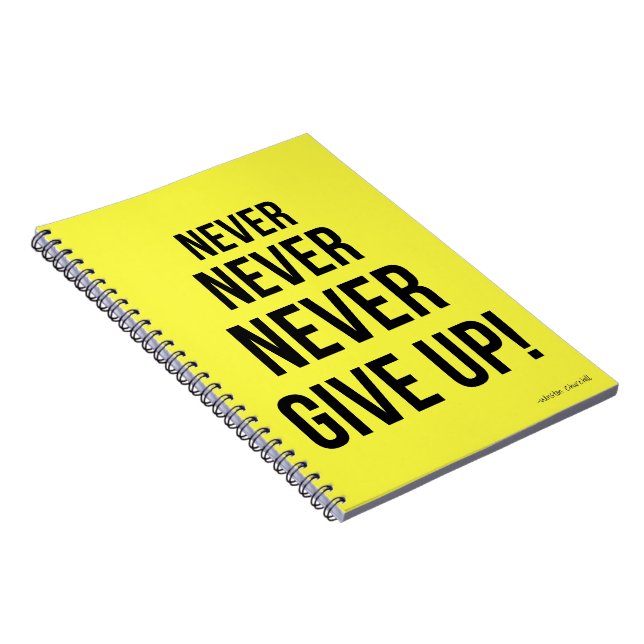 Neon Never Give Up Winston Churchill Motivational  Notebook (Right Side)